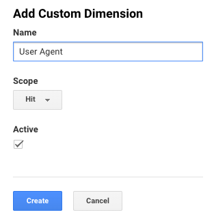 Add Custom Dimension form screenshot