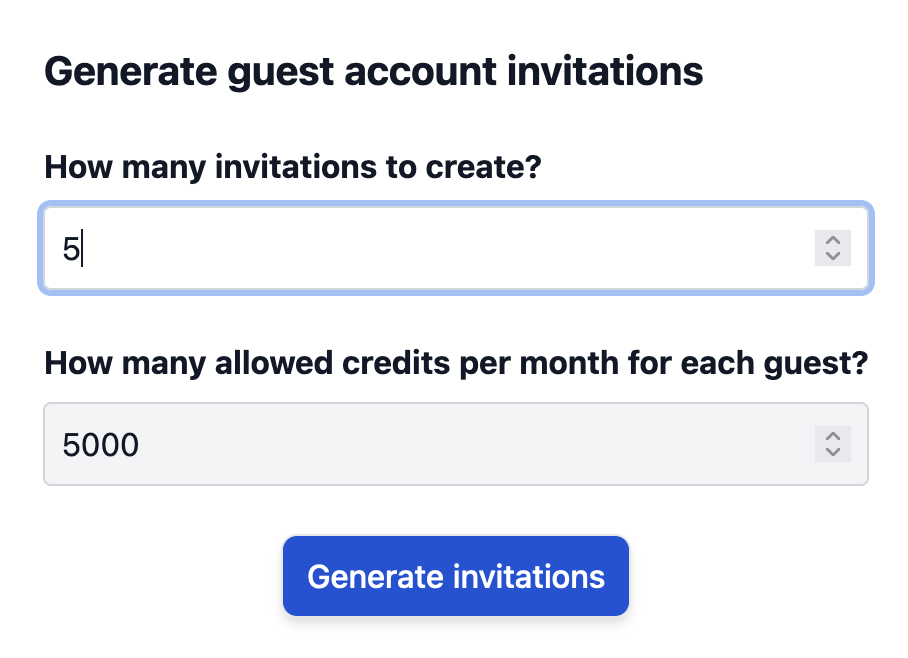 form for creating invitations